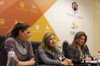 De izquierda a derecha, Lola de Toro, Rosario Mérida y Julia Romero en la rueda de prensa para presentar las actividades con motivo del 8 de marzo.