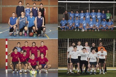 Cuadro de honor, arriba de izquierda a derecha, baloncesto y fútbol 11, abajo, fútbol sala y fútbol 7.