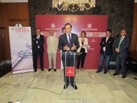 El rector José Carlos Gómez Villamandos, durante su intervención en la presentación del Congreso