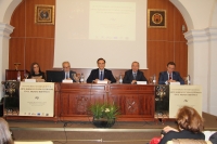 De izauierda a derecha, Paula Revenga, Pedro Poyato, José Carlos Gómez, Ricardo Córdoba y Eulalio Fernández, en la inauguración del Congreso.