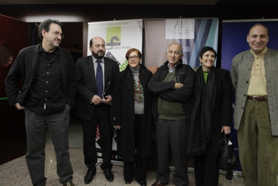 De izq a dcha, Jose Manuel Fajardo, Manuel Torres, Gema Martín,Juan Goytisolo, Carlota Alvarez Basso y Ramin Jahanbegloo