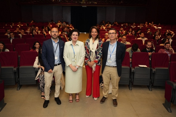 De izq. a dcha., Rafael Trócoli, Mª Paz Aguilar, Lourdes Arce y Francisco Romero, durante la inauguración de las jornadas